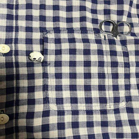 Diesel Gingham Plaid Oxford Shirt Men's XL Blue Button Up Cotton but Feels Linen - Picture 4 of 12